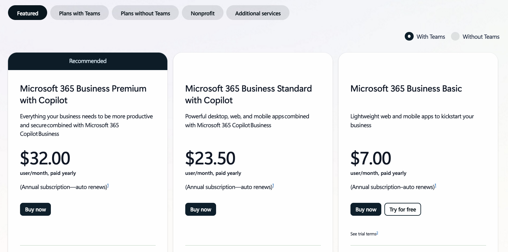microsoft365 business pricing