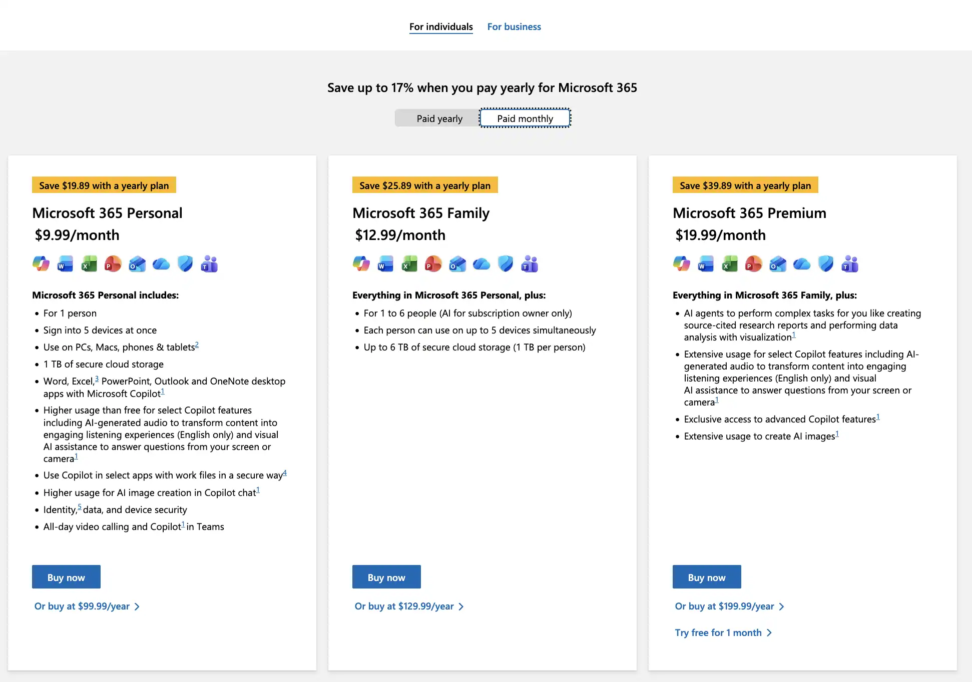 microsoft365 pricing monthly