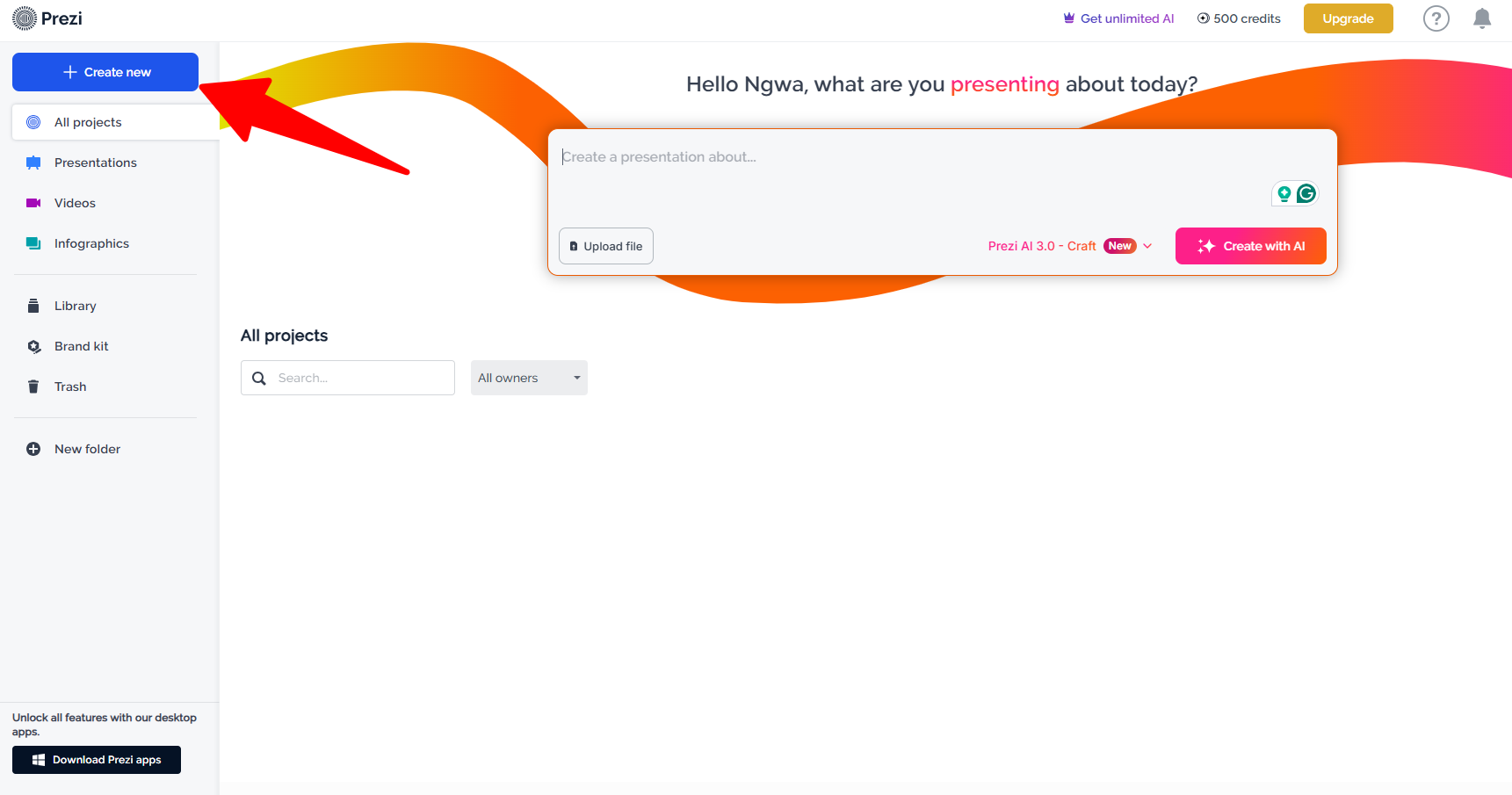 prezi home page