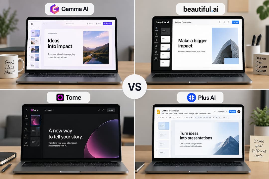 Gamma AI vs Beautiful.ai vs Tome vs Plus AI