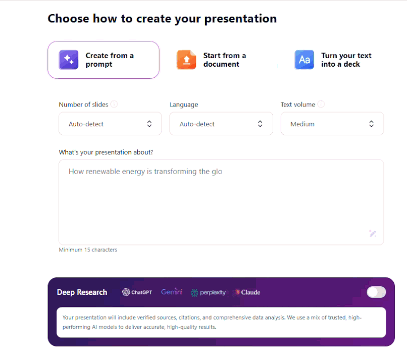 decksy create options