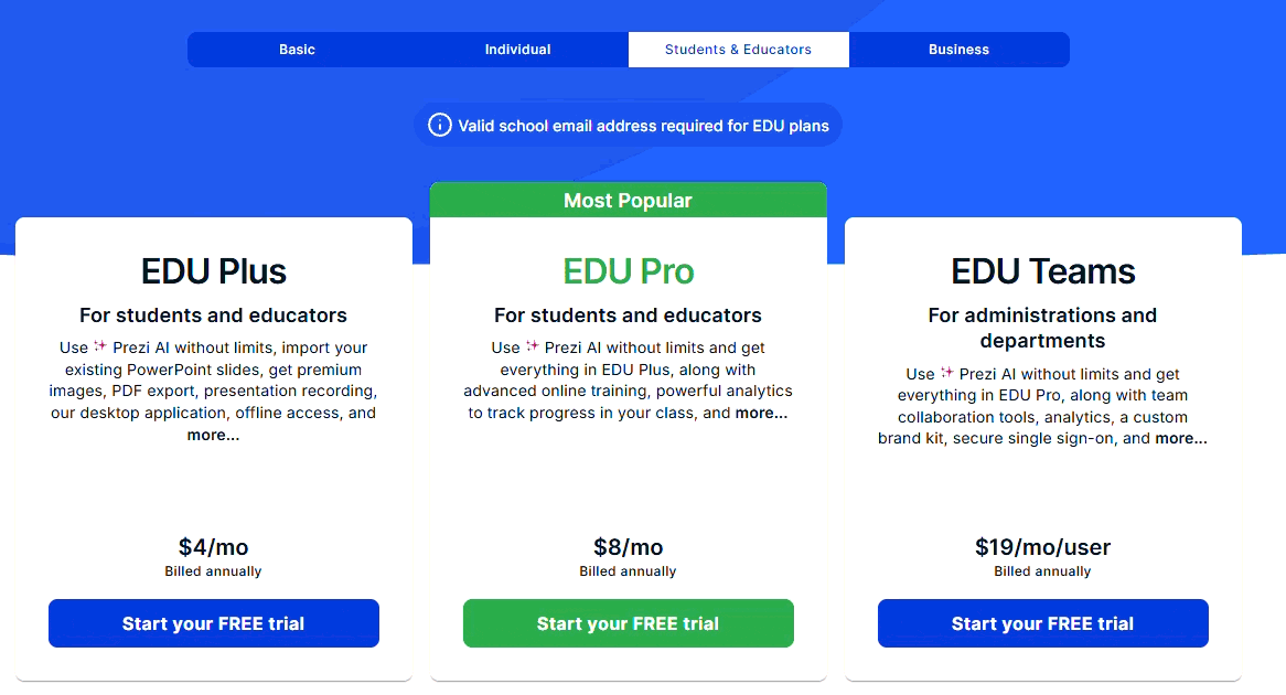 prezi vs slidebean prices