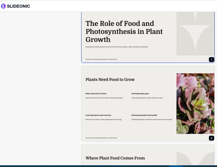 Slideonic AI presentation maker for teachers generation example