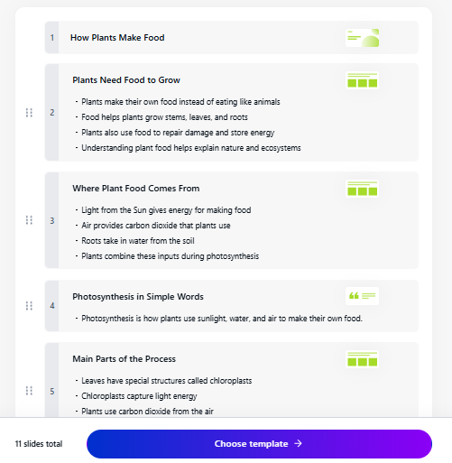 Slideonic AI presentation maker for teachers outline