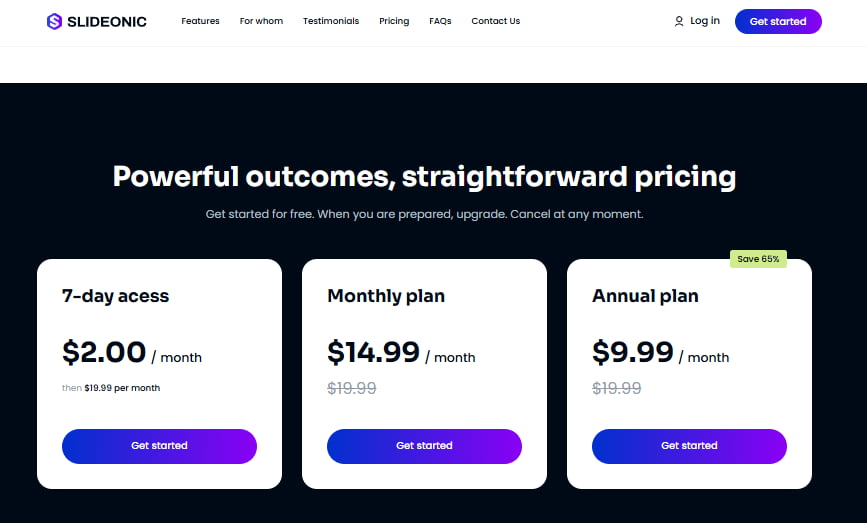 Slideonic prices