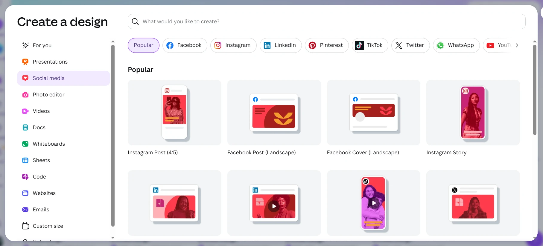 canva create options