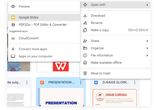 google slides export options