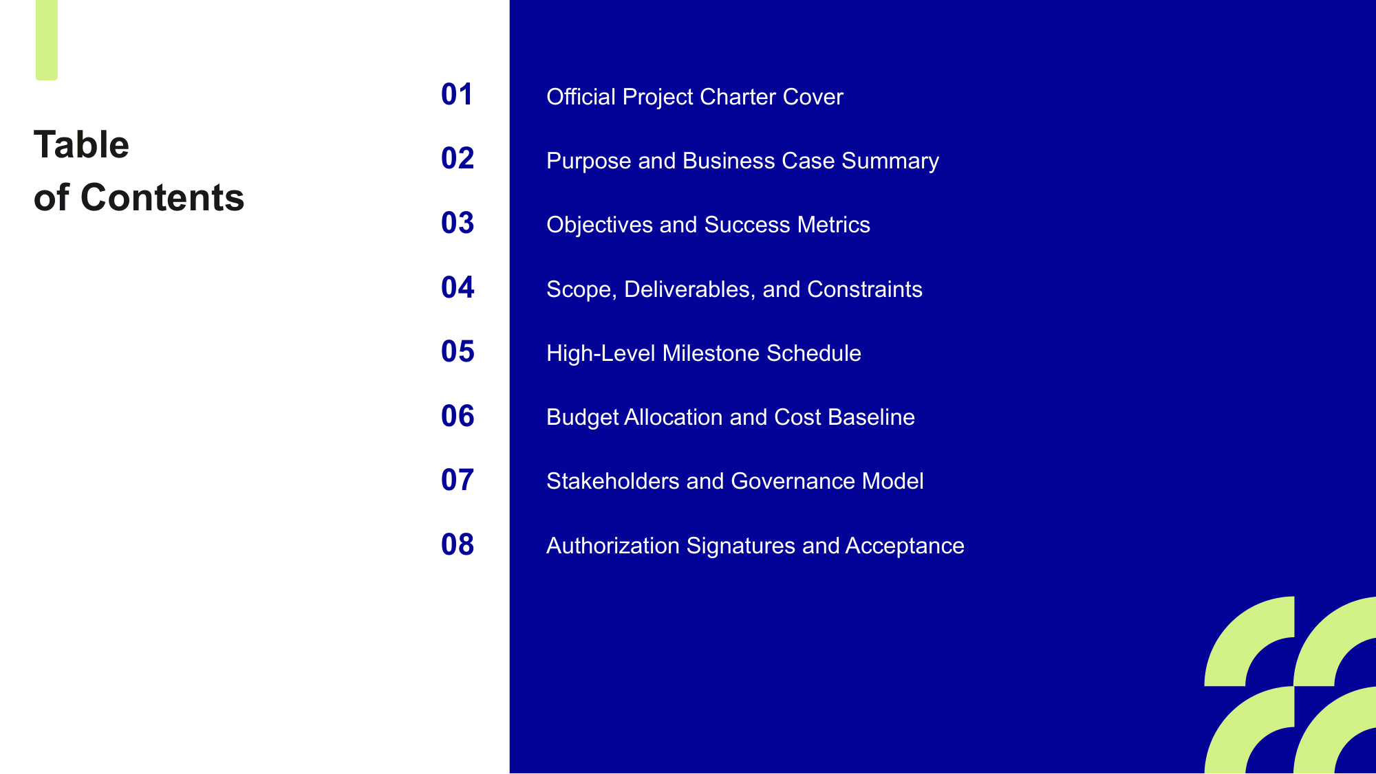 Project Charter PowerPoint Template for Project Planning
