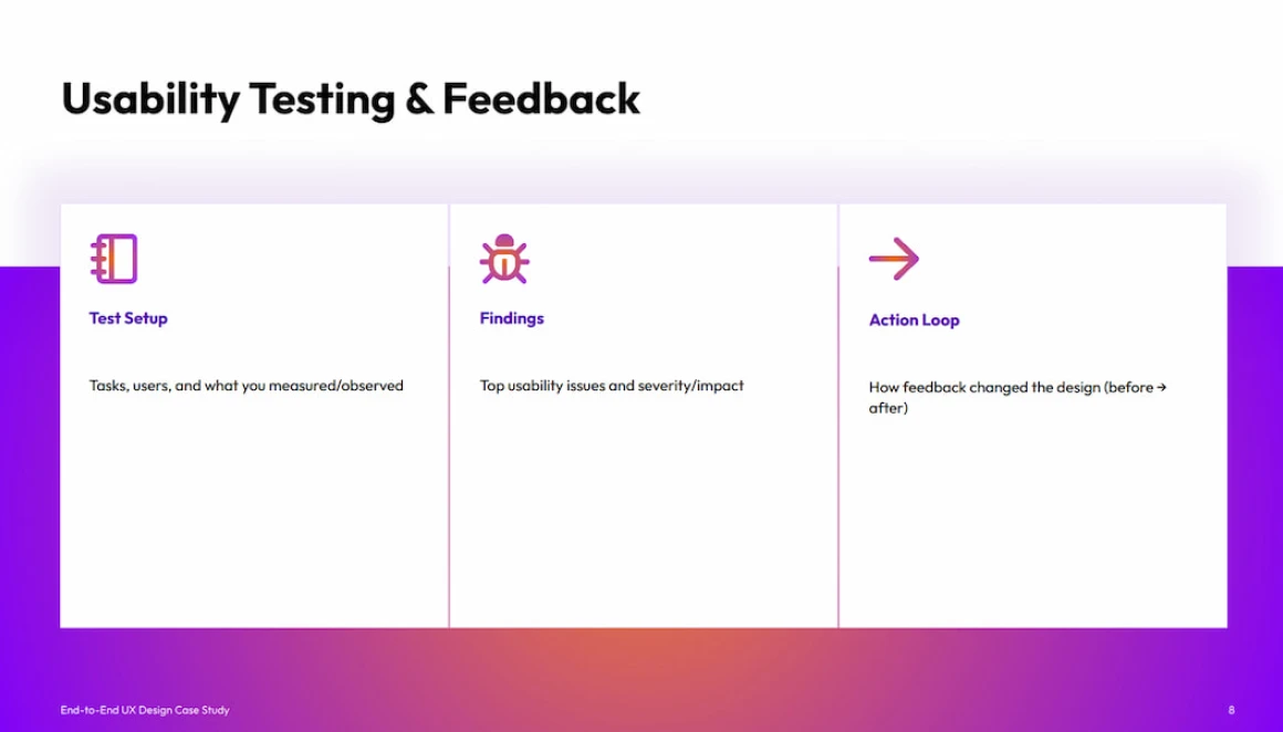 UX case study presentation templates by Decksy AI