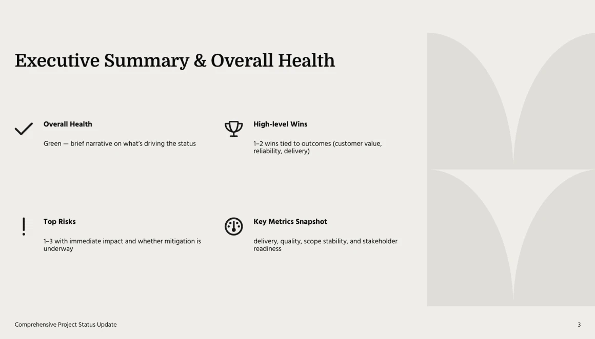 project update slide template