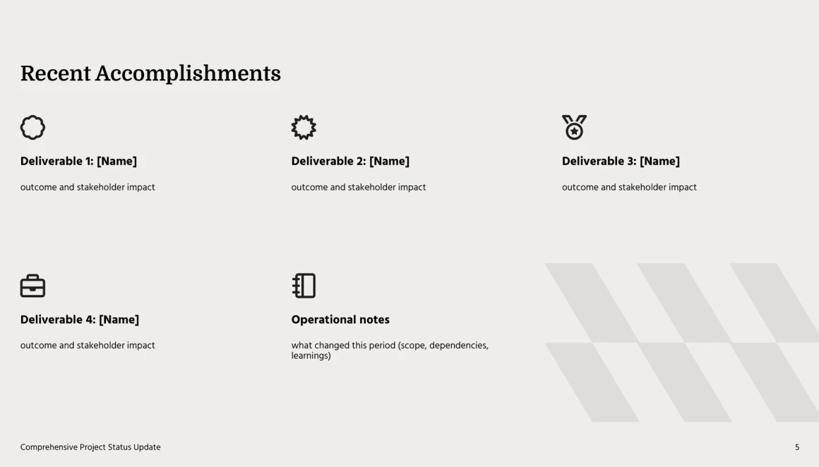 project update slide template