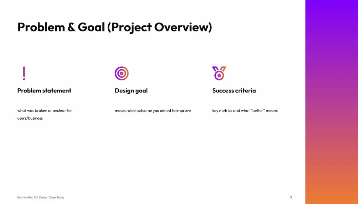 UX case study presentation template by Decksy