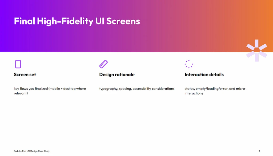 UX case study presentation by Decksy