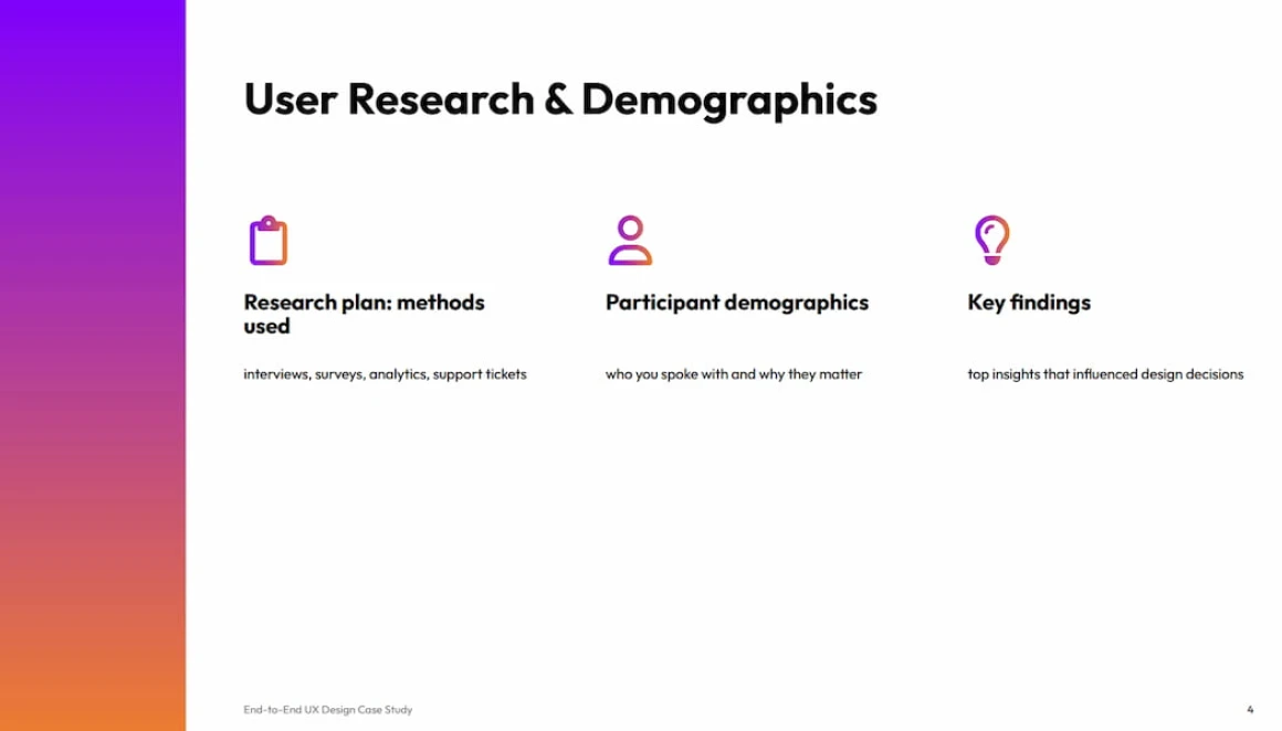 UX case study presentation templates by Decksy